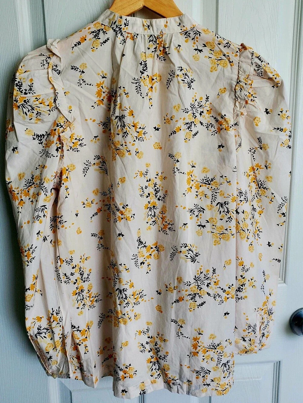J Crew NWT Cotton Puff Sleeve Popover Floral Top Long Sleeve Size S